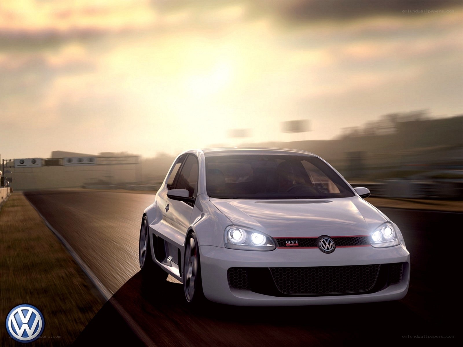 White GTI on a racetrack