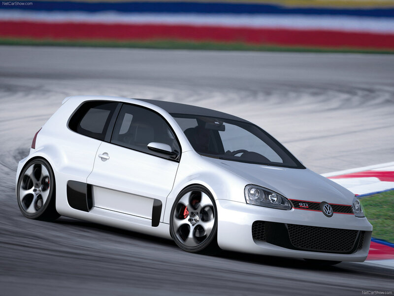 White GTI on racetrack