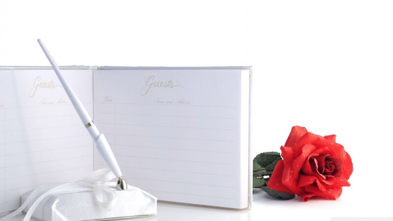 White Guest Book with Pen — Serene