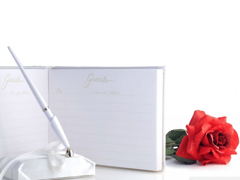 White Guest Book with Pen