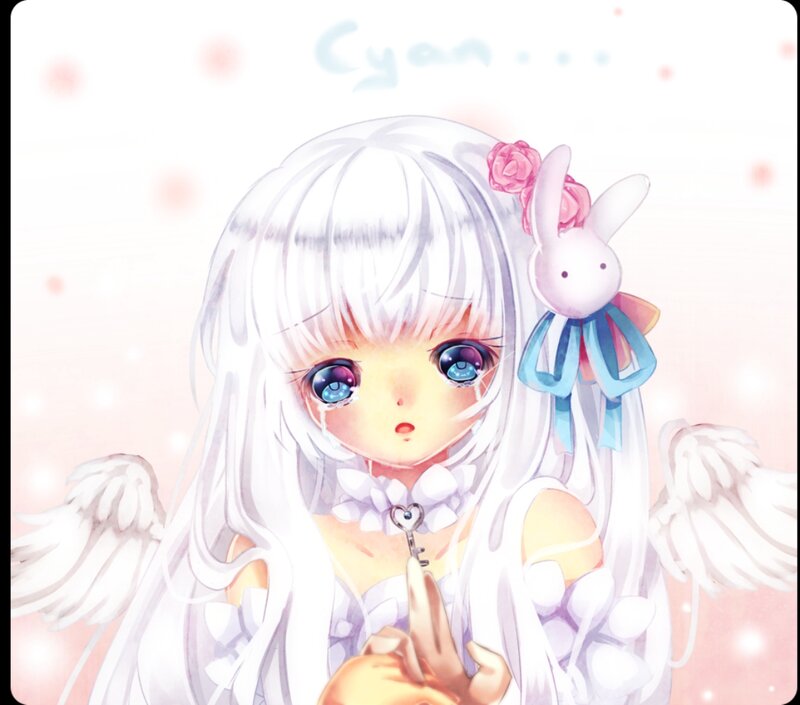 White-haired Angel Girl — White, Sad