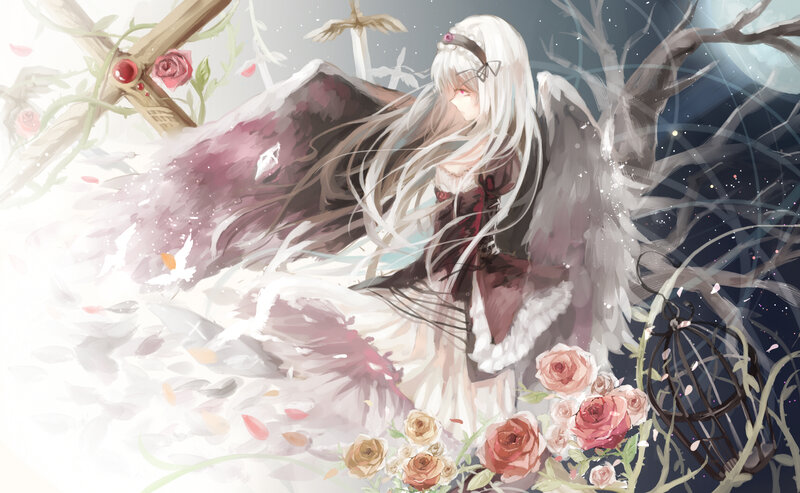 White-haired Angel with Wings — White