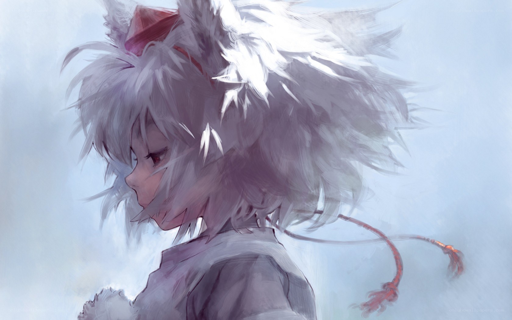 white-haired anime character