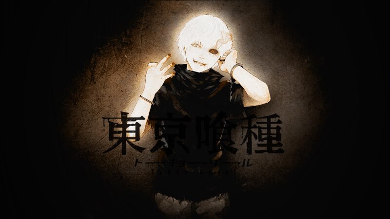 White-haired Anime Character — Black, Dark, Text