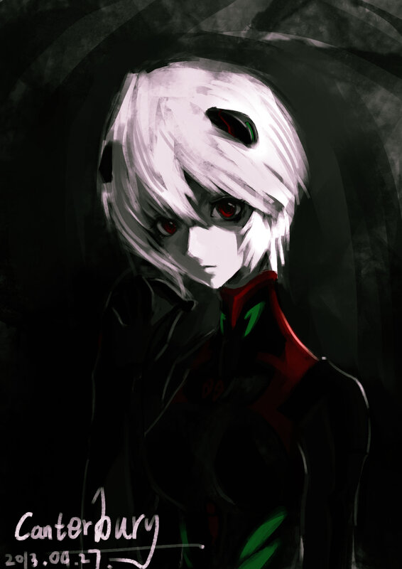 White-haired Anime Character — Black, Dramatic, Digital Art, Red Eyes
