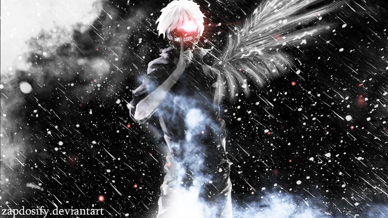 White-haired Anime Character — Black, Dramatic, Night
