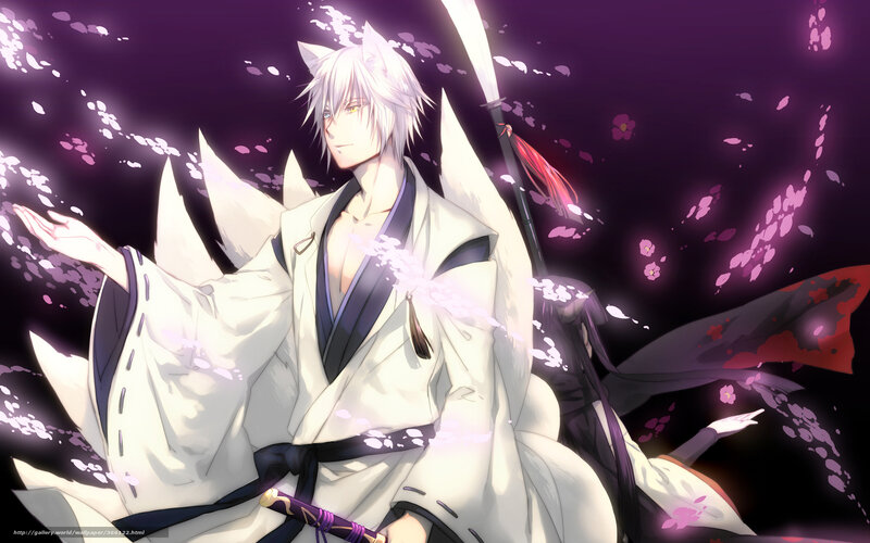 White-haired Anime Character — Purple, Dramatic, Night
