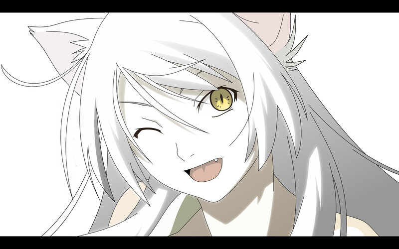 White-haired Anime Character — White, Playful