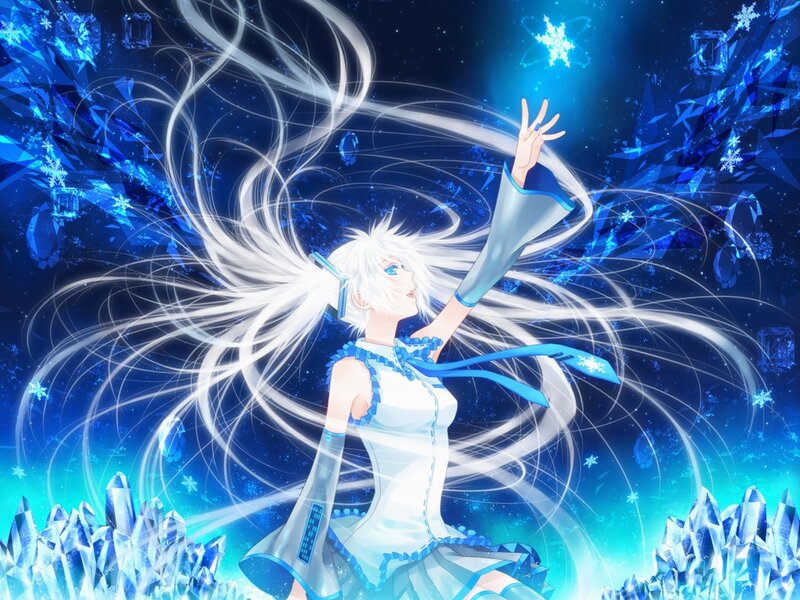White-haired Anime Girl — Blue, Magical