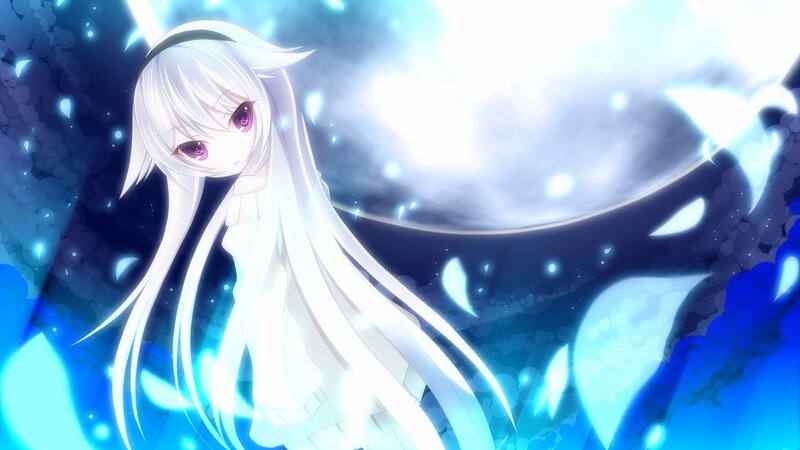 White-haired Anime Girl — Blue, Serene