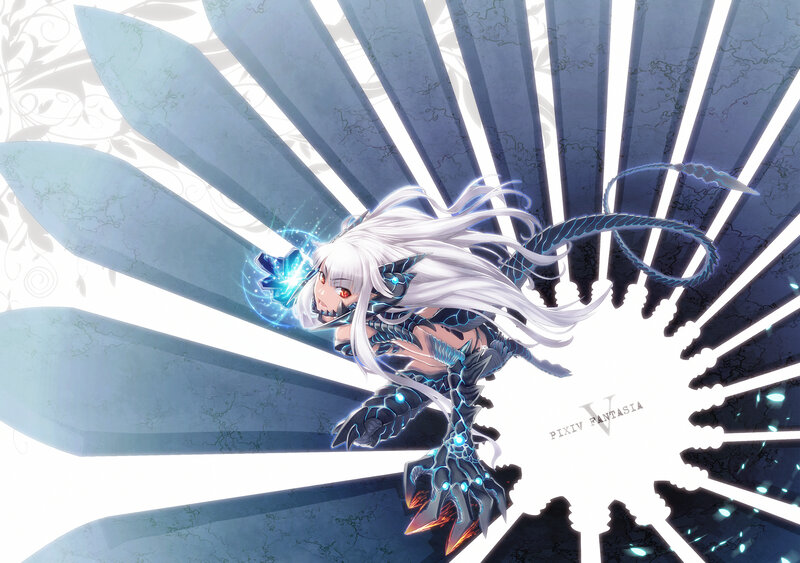 White-haired Anime Girl — Blue
