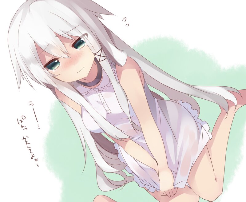white-haired anime girl in dress