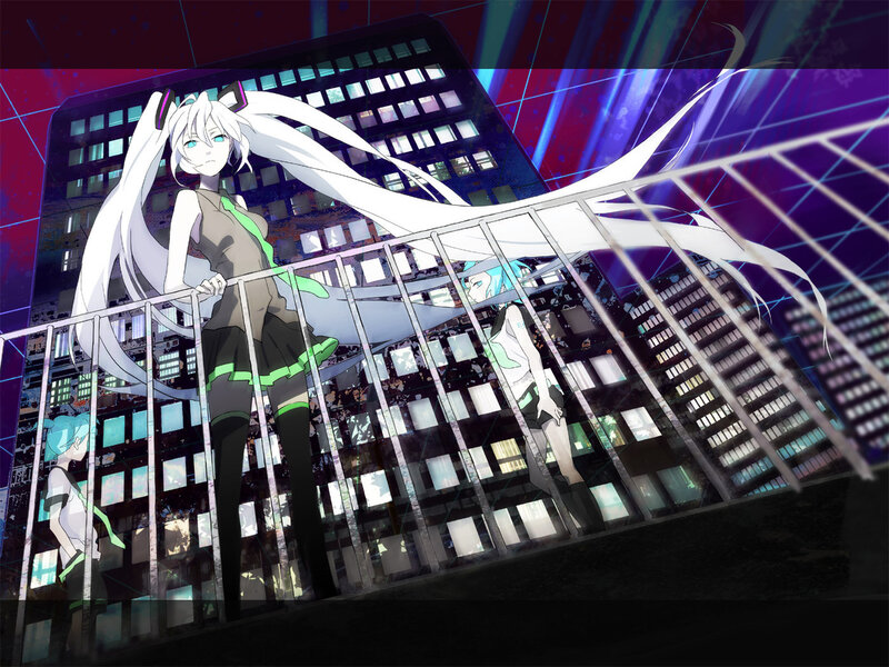 White-haired Anime Girl — Purple, Dramatic, Night