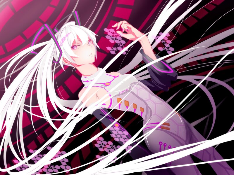 White-haired Anime Girl — Purple, Dramatic