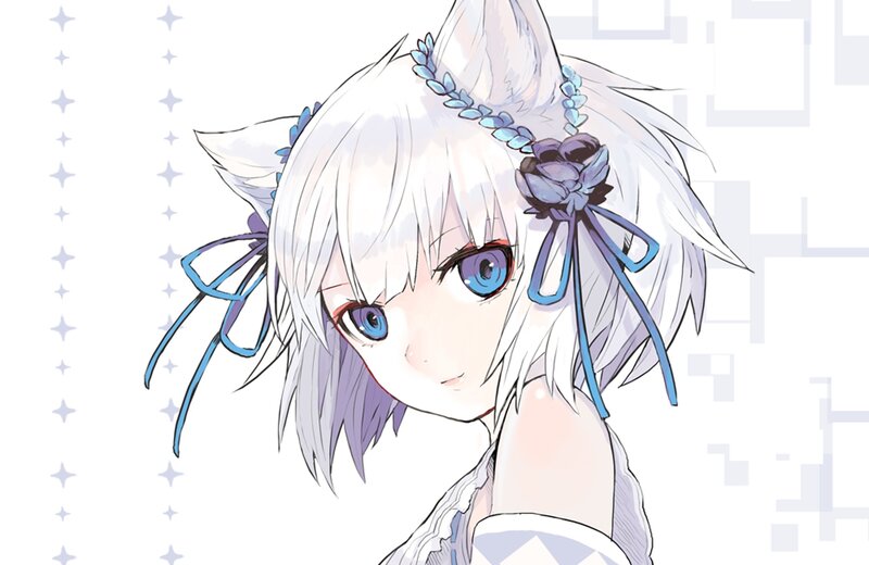 White-haired Anime Girl — White, Calm, Cat Ears