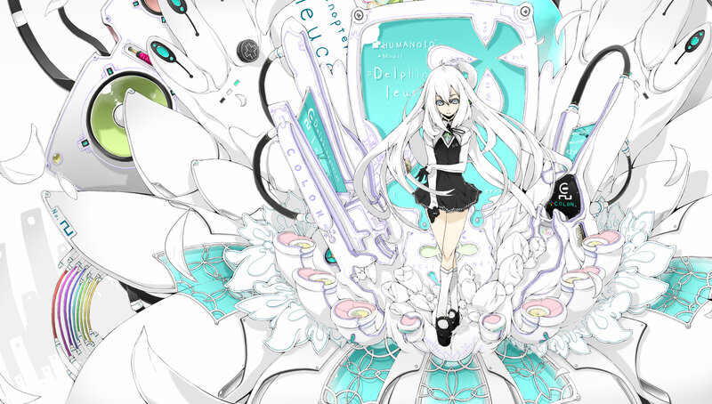 White-haired Anime Girl — White, Dramatic, Digital Art, Robotic Structure
