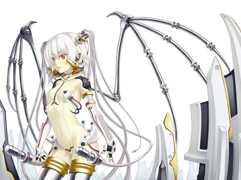 White-haired Anime Girl — White, Dramatic, Digital Art