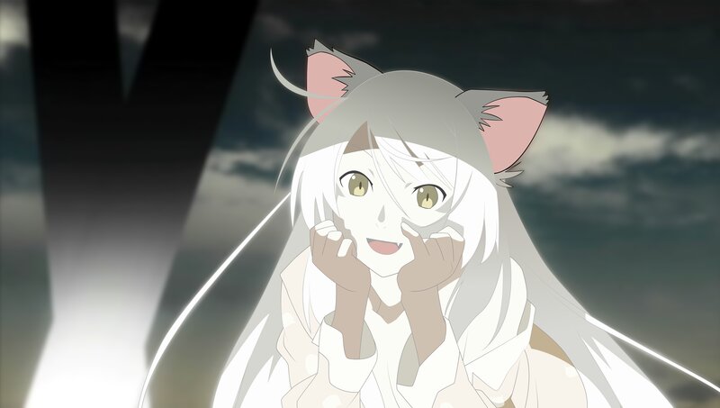 White-haired Anime Girl — White, Dramatic, Night, Cat Ears