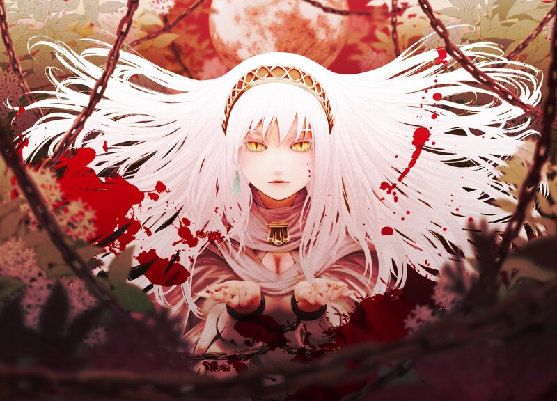 White-haired Anime Girl — White, Dramatic, Night