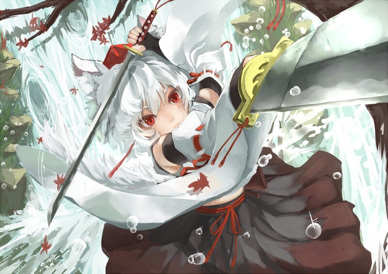 White-haired Anime Girl — White, Dramatic, Sword