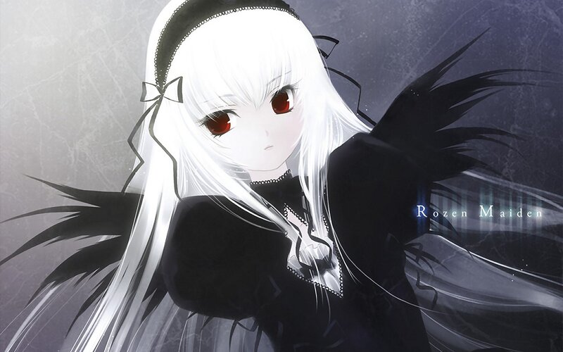 white-haired anime girl with red eyes