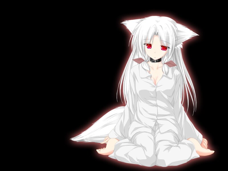 white-haired anime girl with red eyes