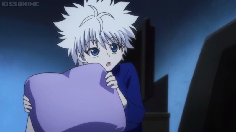 White-haired Boy Hugging Pillow