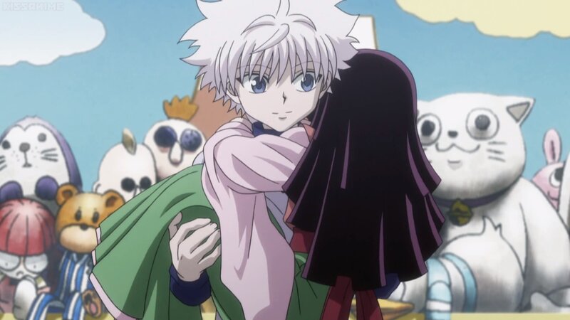 White-haired Boy Hugging