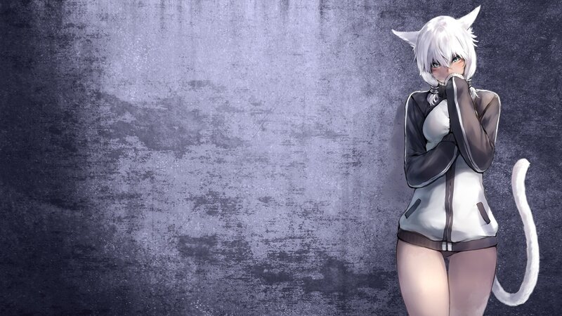 White-haired Cat Girl — Gray