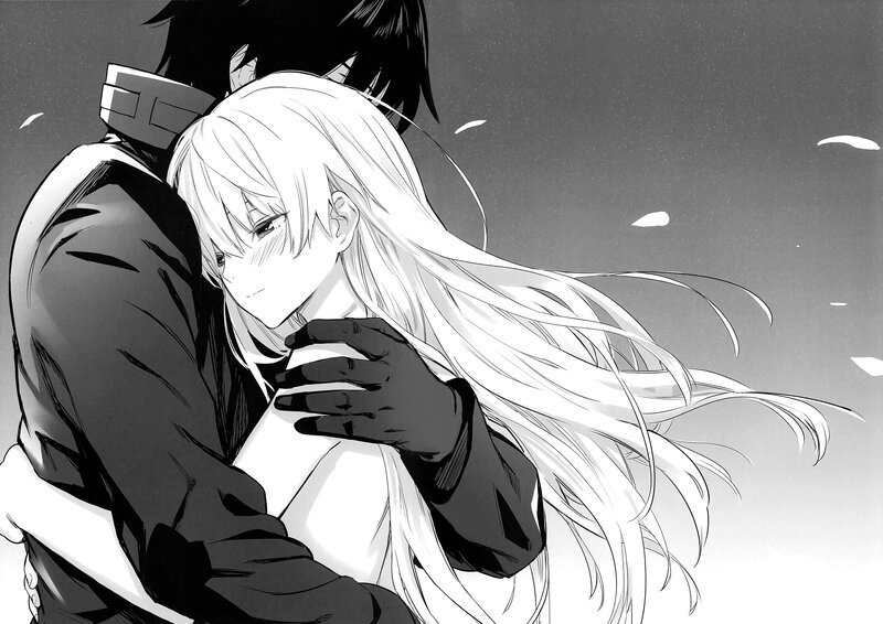 White-haired Character Being Hugged