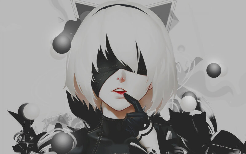 White-haired Character — Black, Dramatic, Digital Art