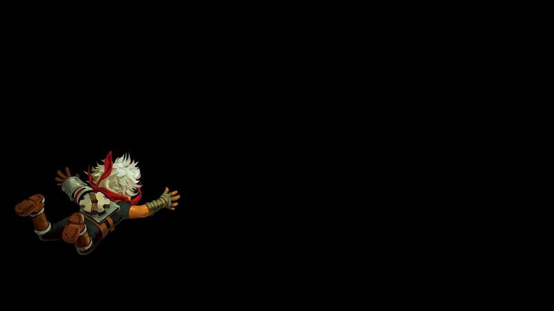 White-haired Character Falling — Black