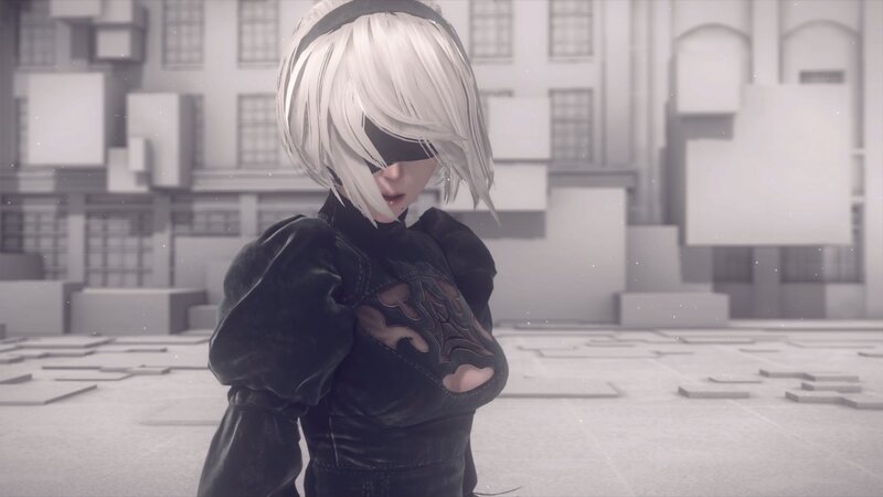 White-haired Character in Black Outfit — Dramatic