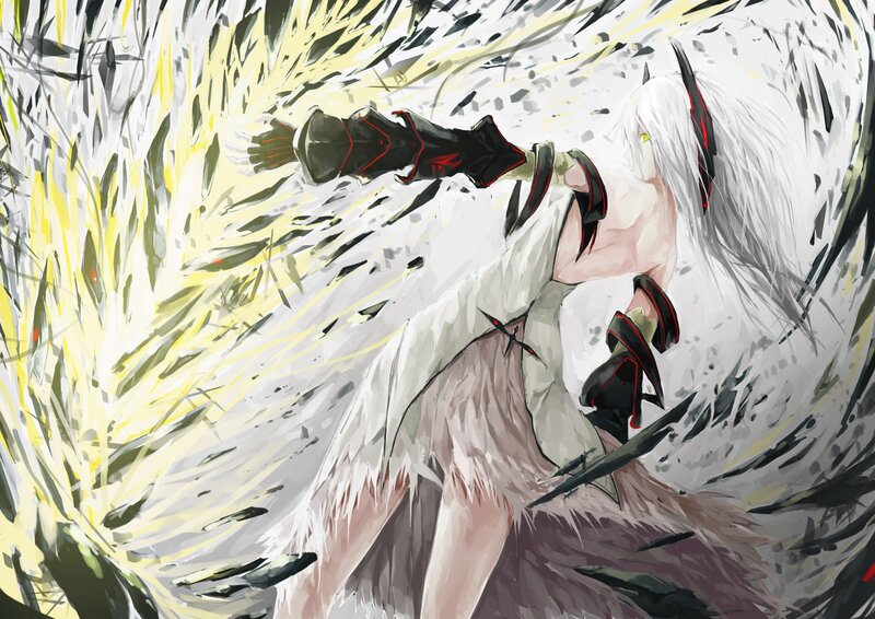White-haired Character in Motion