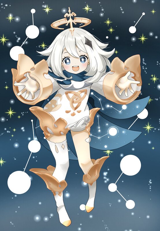 White-haired Character in Space — Blue