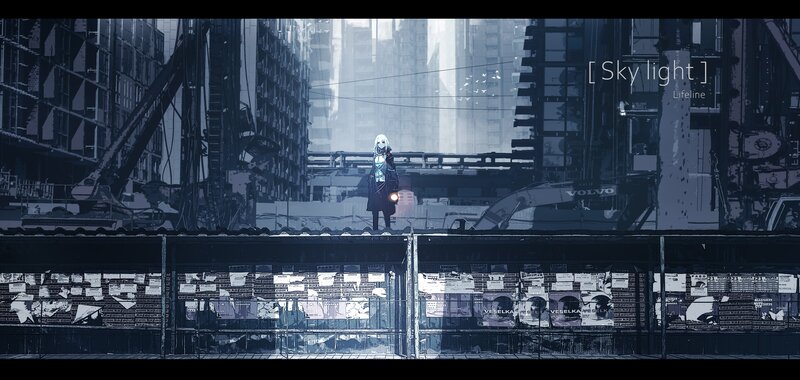 White-haired Character on Rooftop