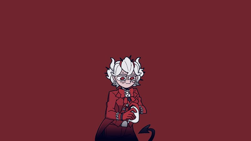 White-haired Character — Red, Dramatic