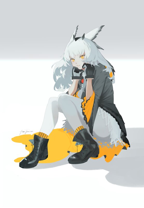 White-haired Character Sitting — White