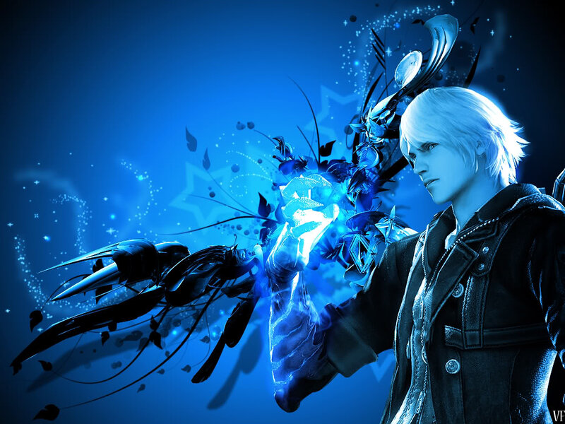 White-haired Character with Blue Energy