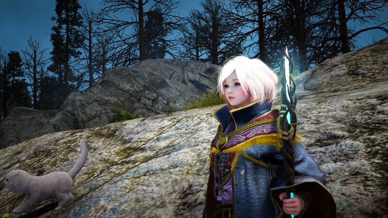 White-haired Character with Cat