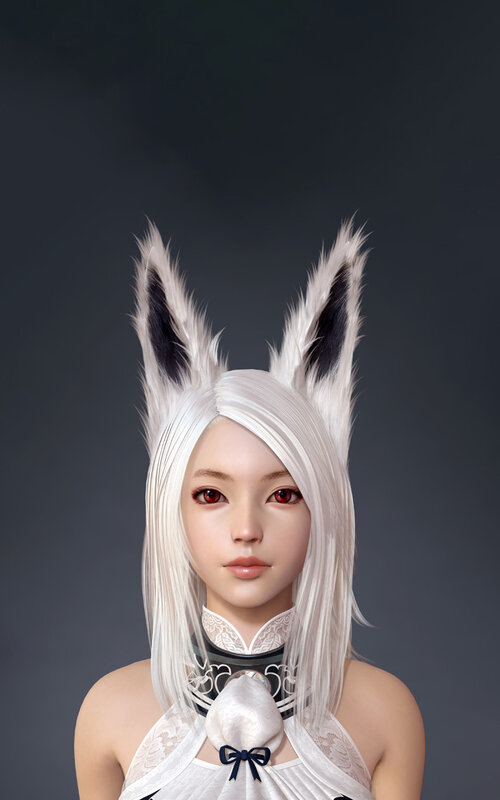 White-haired Character with Ears