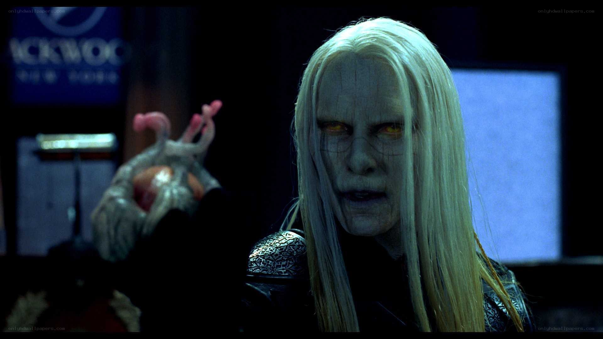 white-haired character with glowing eyes