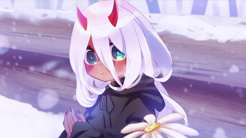 White-haired Character with Horns — White