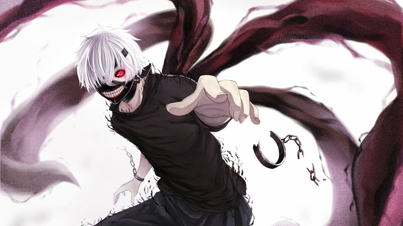 White-haired Character with Mask — Black