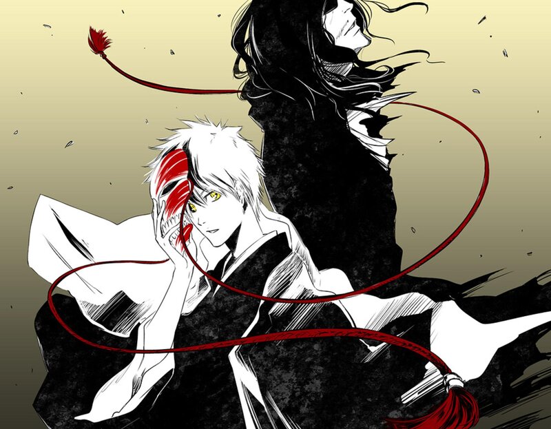 White-haired Character with Red Mask