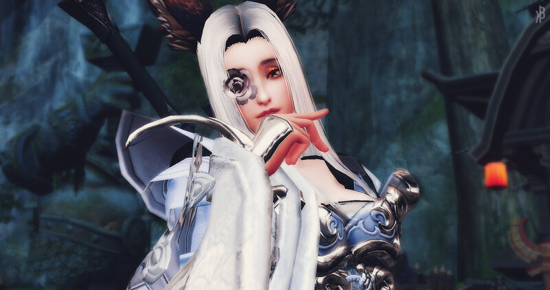 White-haired Character with Rose