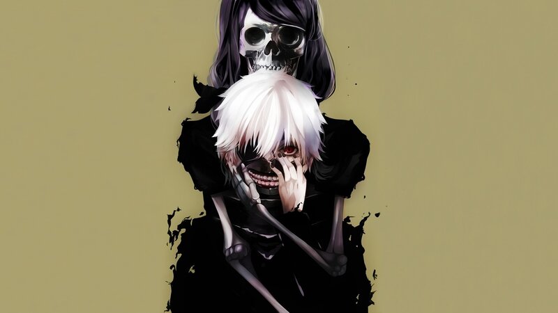 White-haired Character with Skull — Black