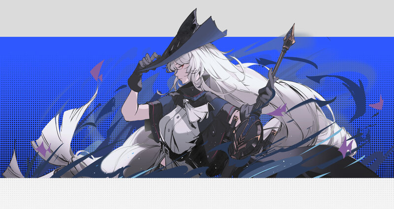 White-haired Character with Spear