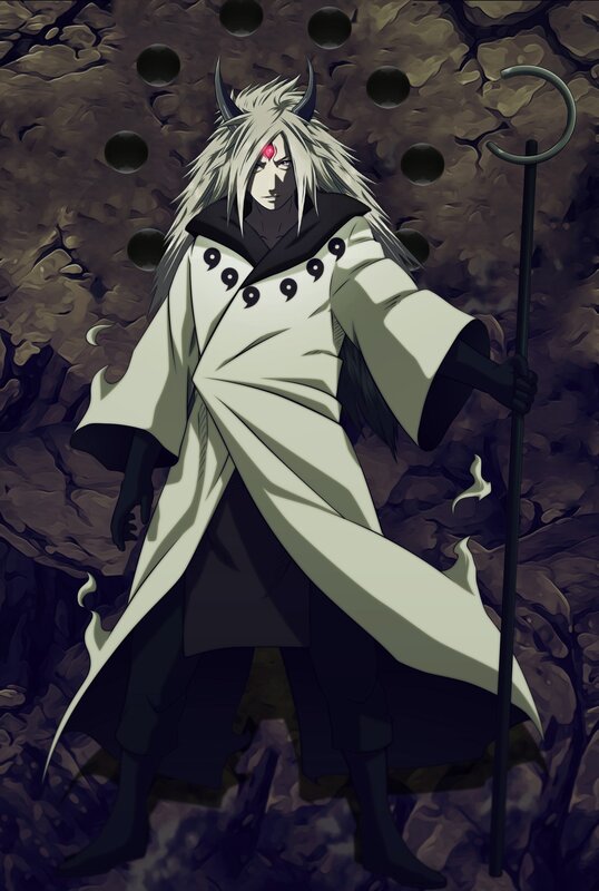 White-haired Character with Staff — Black