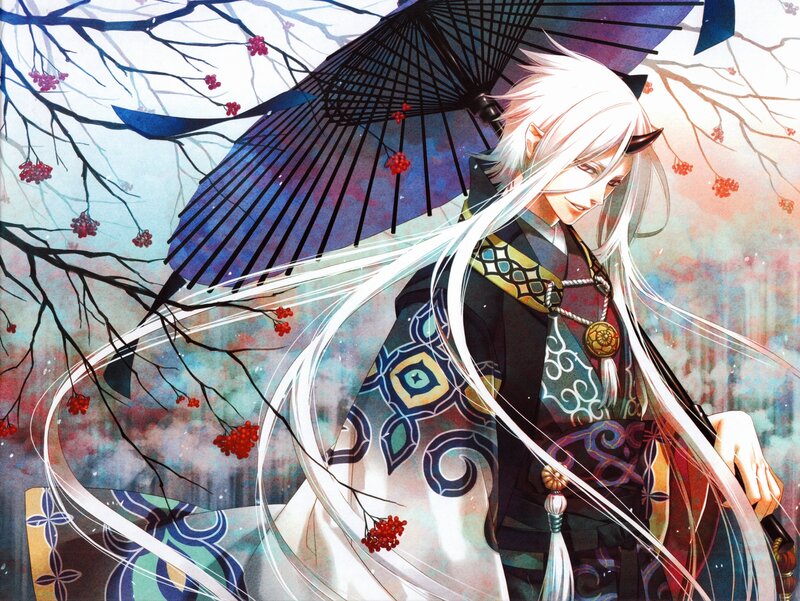 White-haired Character with Umbrella